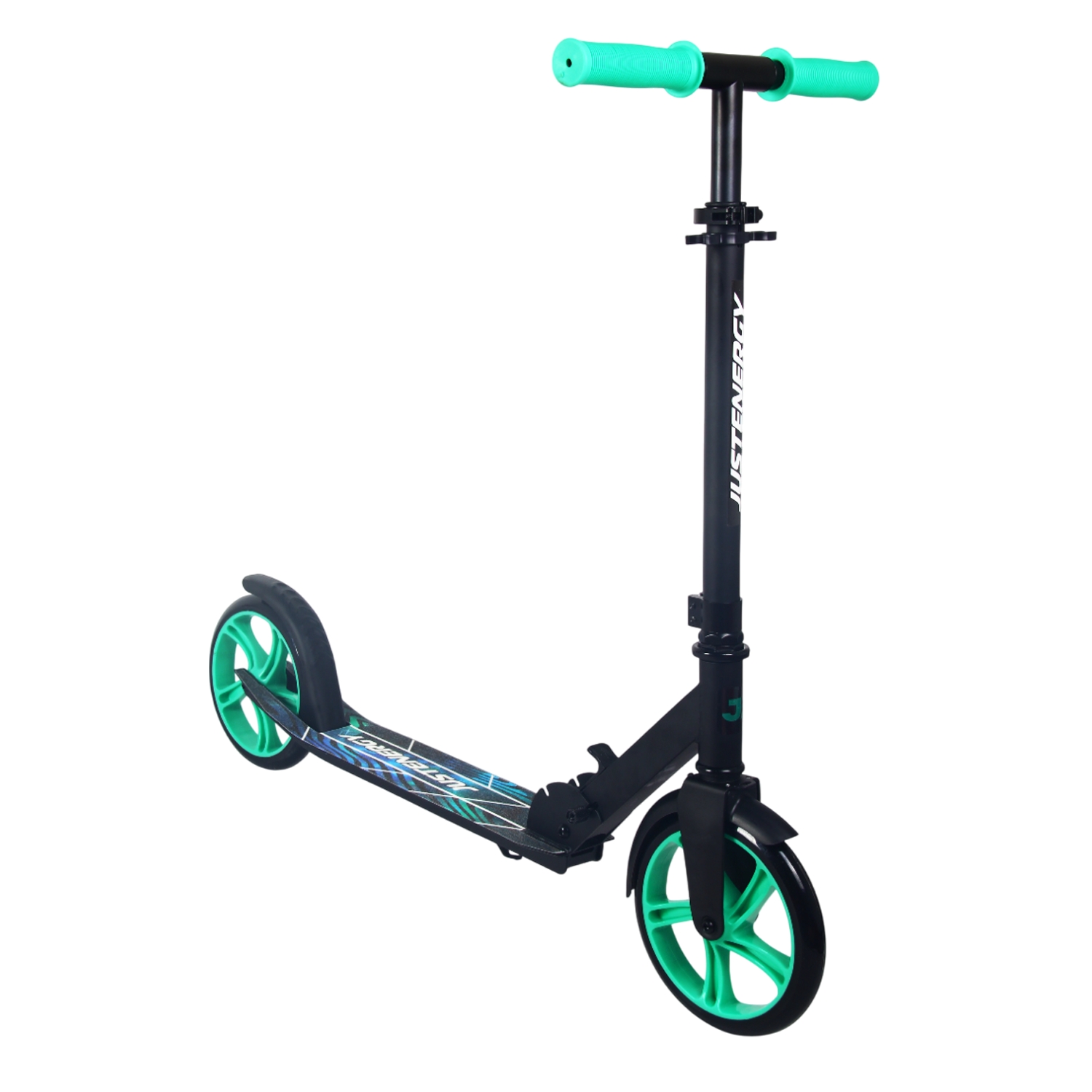Самокат 200мм Justenergy JE-SA200-50 black (фонарь и наклейка в подарок) 1500_1500