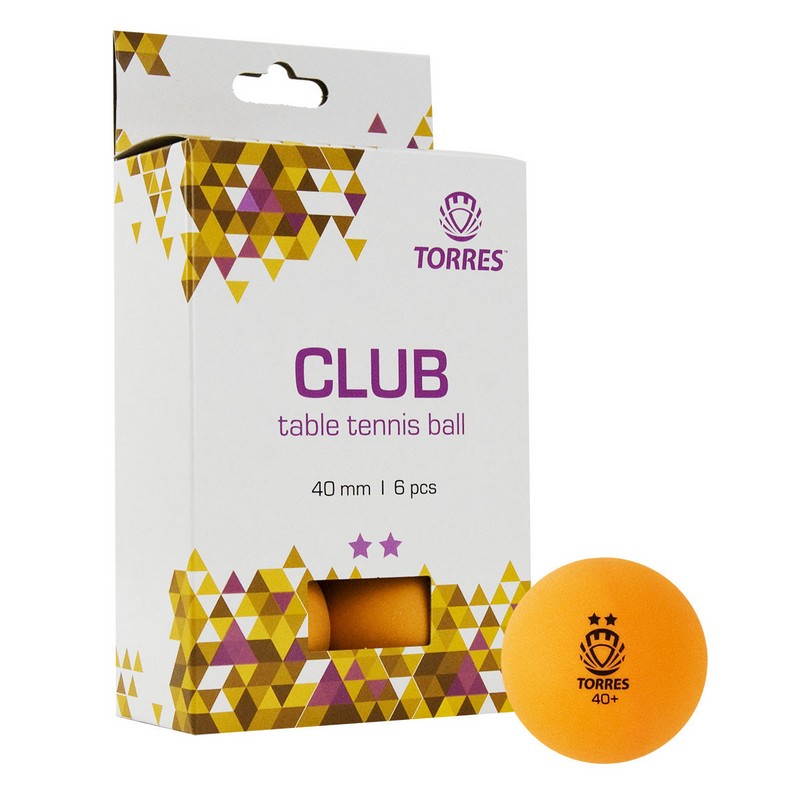 Мяч для настольного тенниса Torres Club 2* TT21013 6 шт, оранжевый,  - купить со скидкой