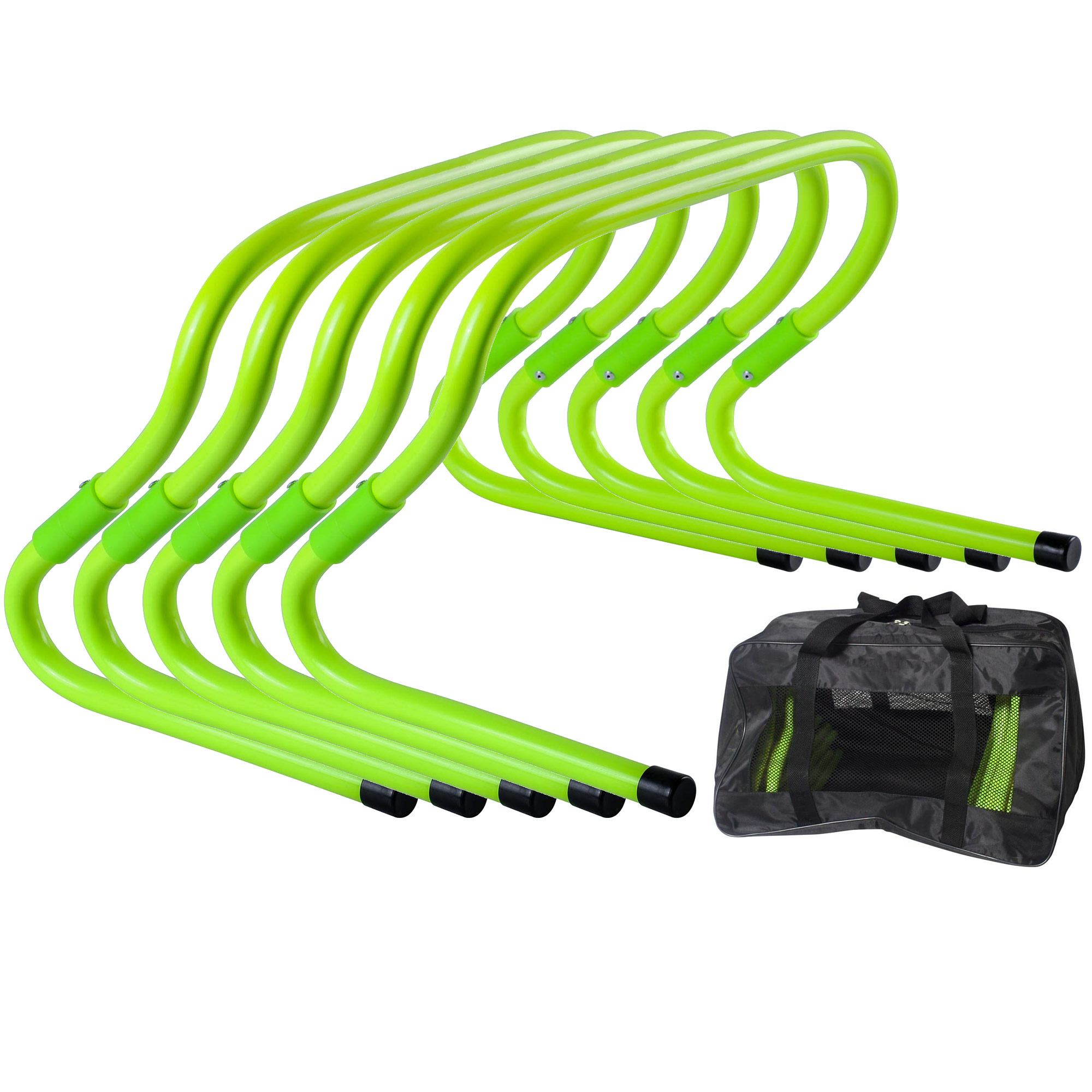 Барьеры тренировочные Sportex набор из 5 штук в сумке, 15-30см E33553-ST зеленый Neon - фото 1