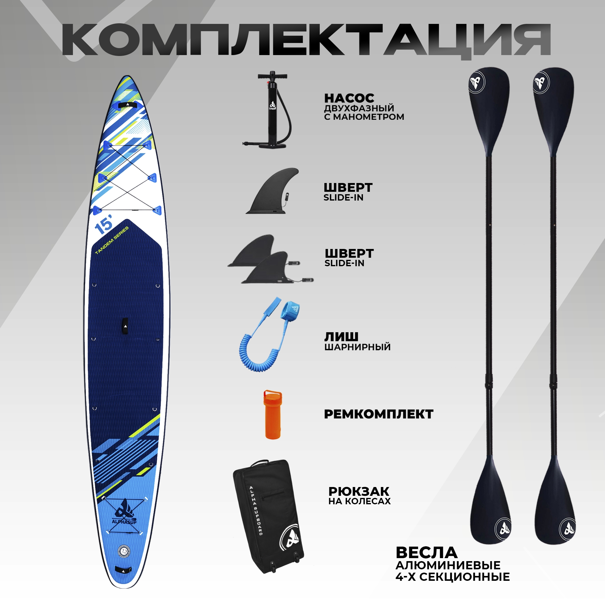 Сапборд Alpha Caprice WX-1500 COMFORT Aquatic blue 15,0D 2000_2000