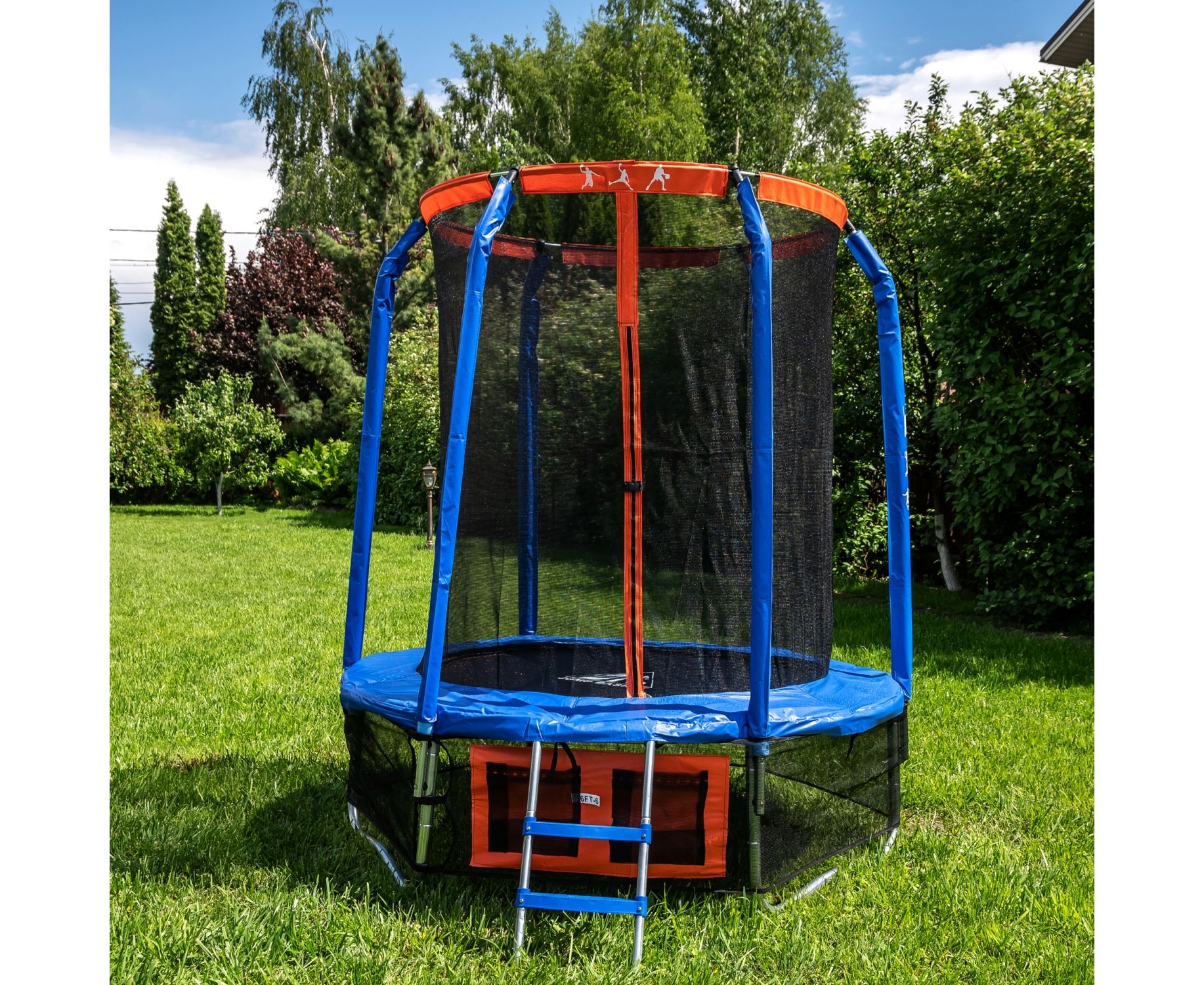 Батут DFC Jump Basket 12ft внутр.сетка, лестница (366cм) 12FT-JBSK-B 1834_1500