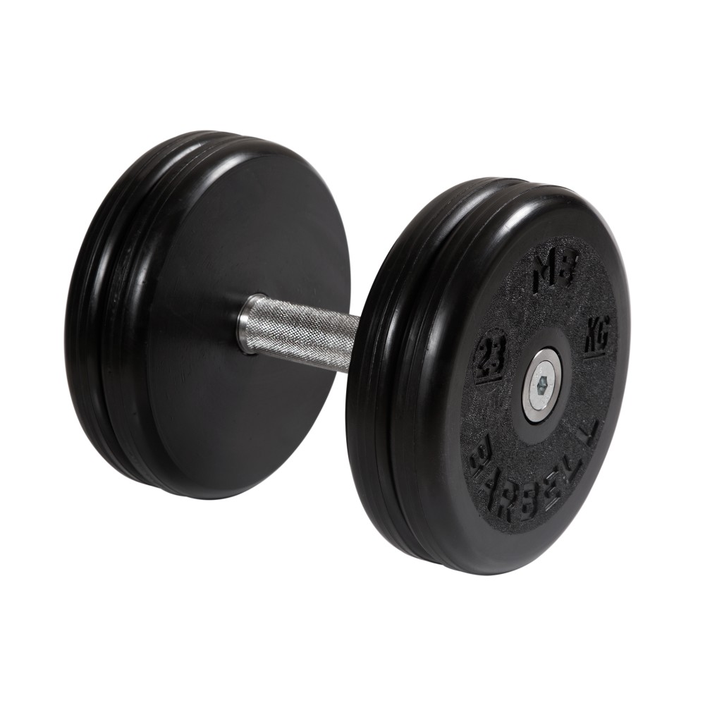 фото Гантель классик с вращающейся ручкой хром 23 кг mb barbell mb-fdbem-b23