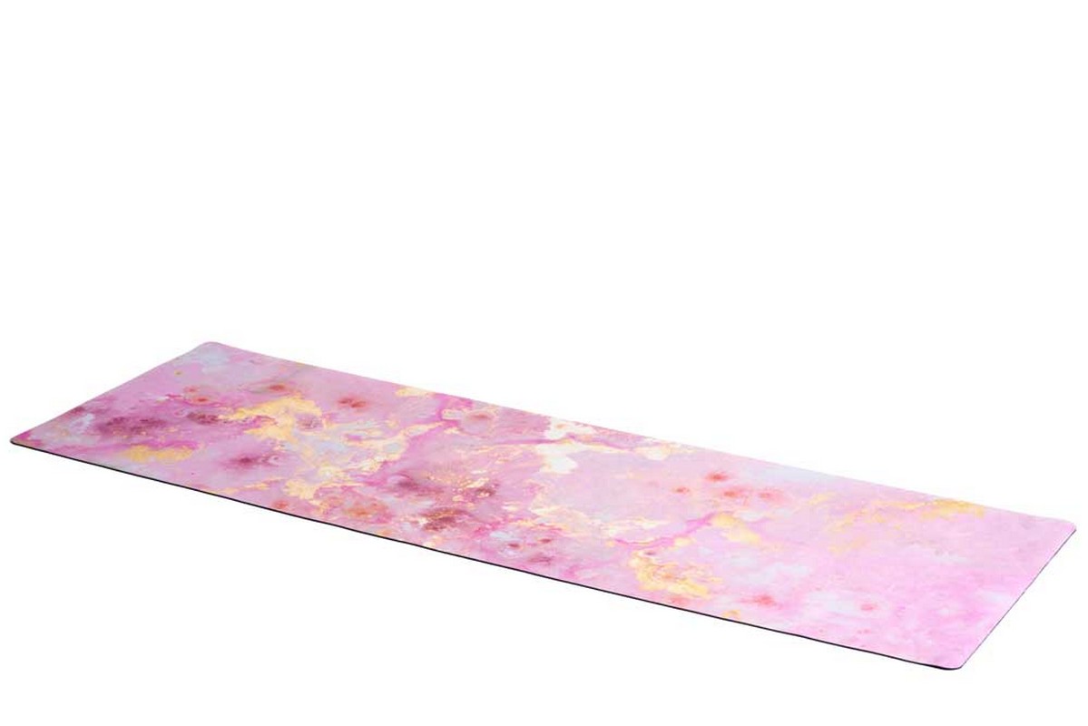 Коврик для йоги 183x61x0,3 см Inex Suede Yoga Mat искусственная замша MFMAT-GIL9018-61-03 розовый мрамор с позолотой,  - купить со скидкой