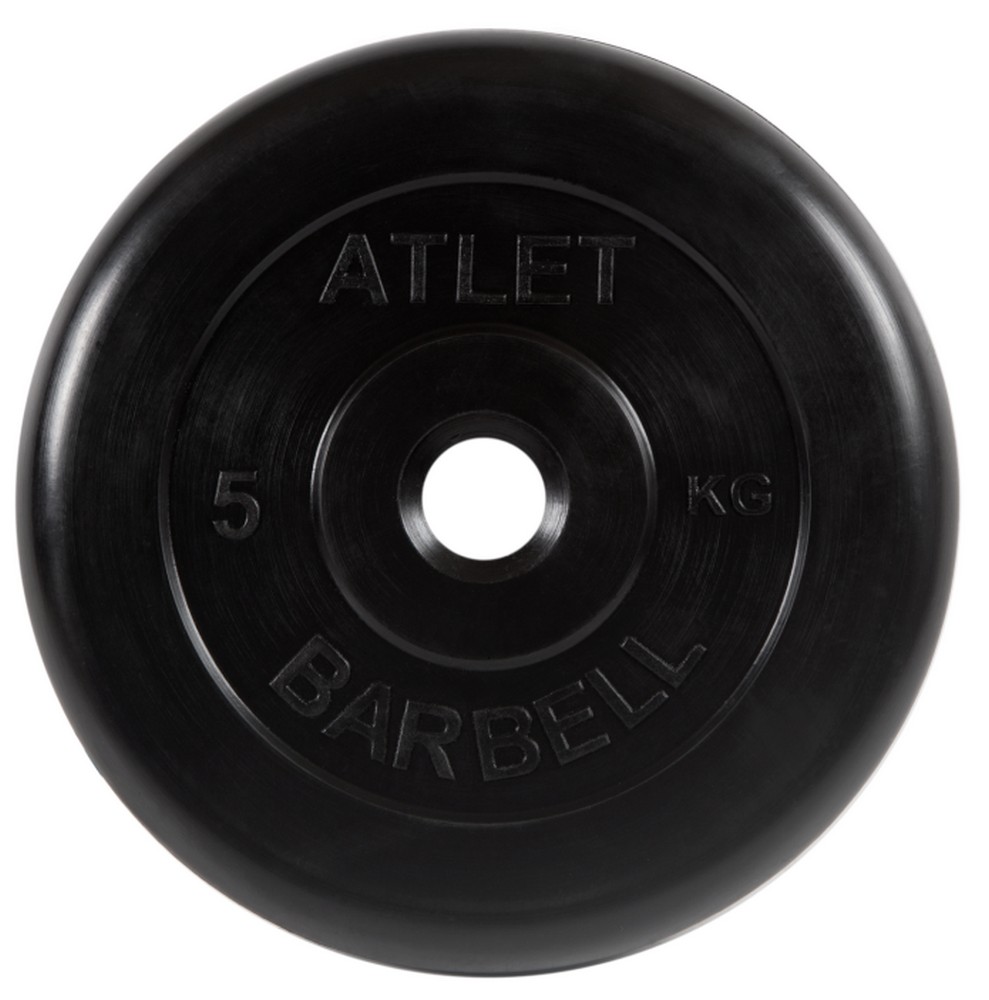 Диск обрезиненный d26мм MB Barbell MB-Atlet26 5кг черный - фото 1