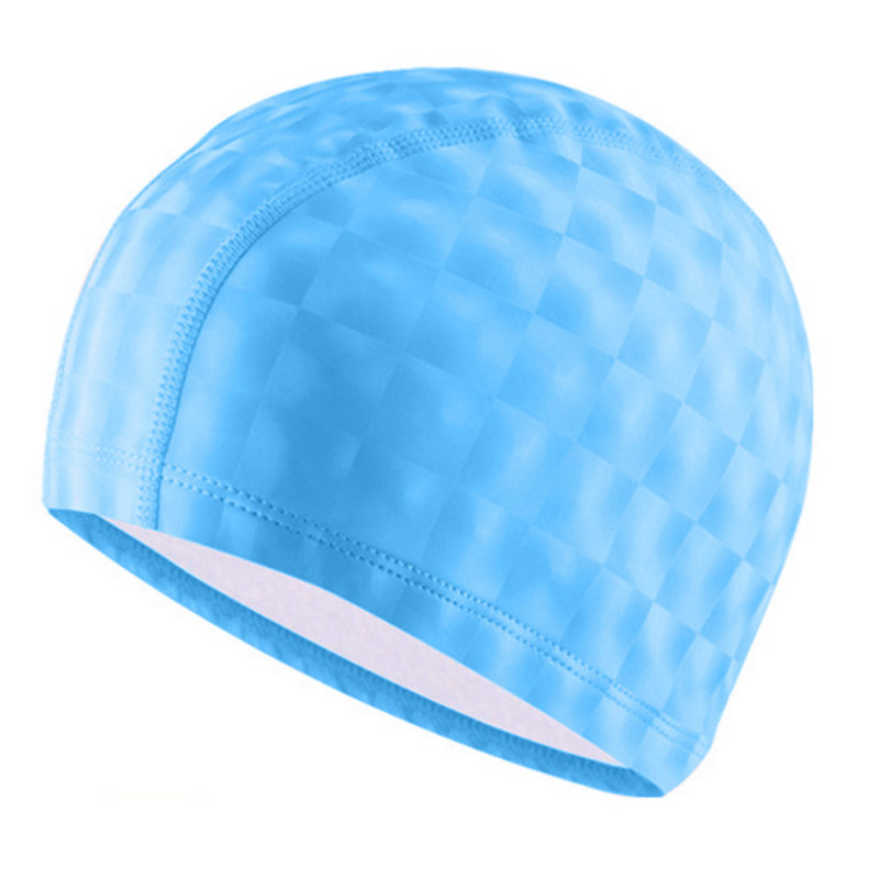 Шапочка для плавания одноцветная B31517-0 3D (Голубой) NoBrand