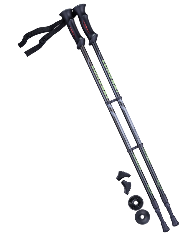 Палки для скандинавской ходьбы Berger Longway, 77-135 см, 2-секционные, чёрный/ярко-зелёный - фото 1