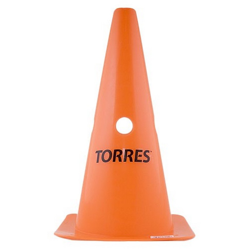 Купить Конус тренировочный Torres TR1009, высота 30 см, с отверстиями для штанги, пластмасса, оранжевый,