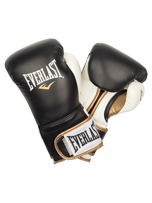 фото Перчатки тренировочные everlast powerlock pu черный/белый 16 oz p00000726