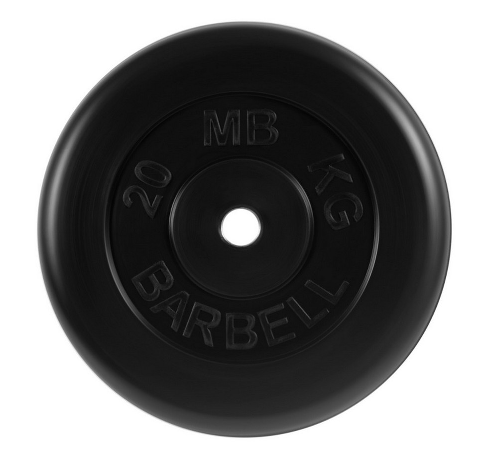 Диск обрезиненный d31мм MB Barbell MB-PltB31 20 кг черный - фото 1