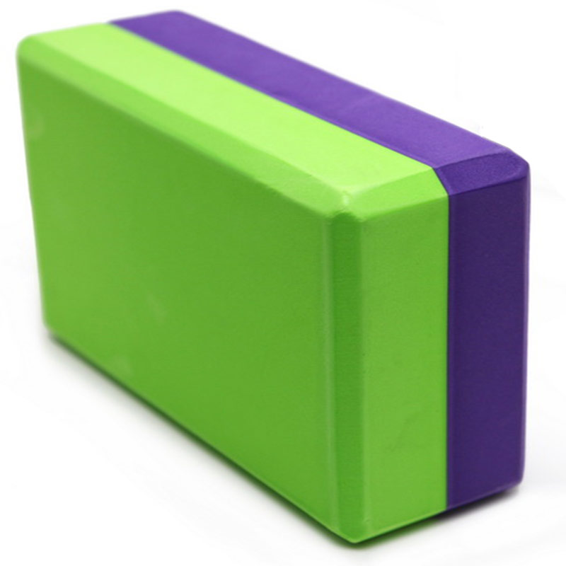 Йога блок Sportex полумягкий 2-х цветный 223х150х76 мм B26353 фиолетово-зеленый - фото 1