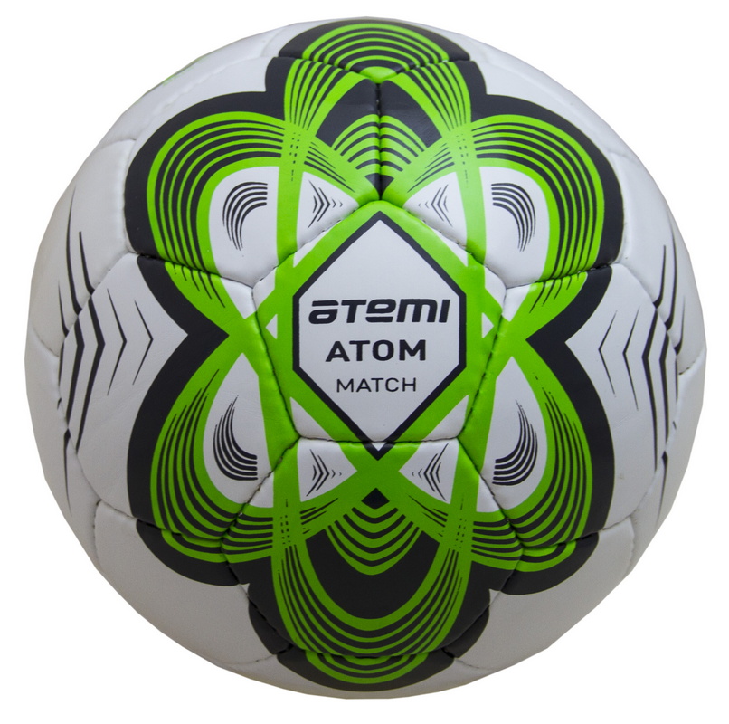 Мяч футбольный Atemi ATOM, PU, зеленый, р.5 - фото 1