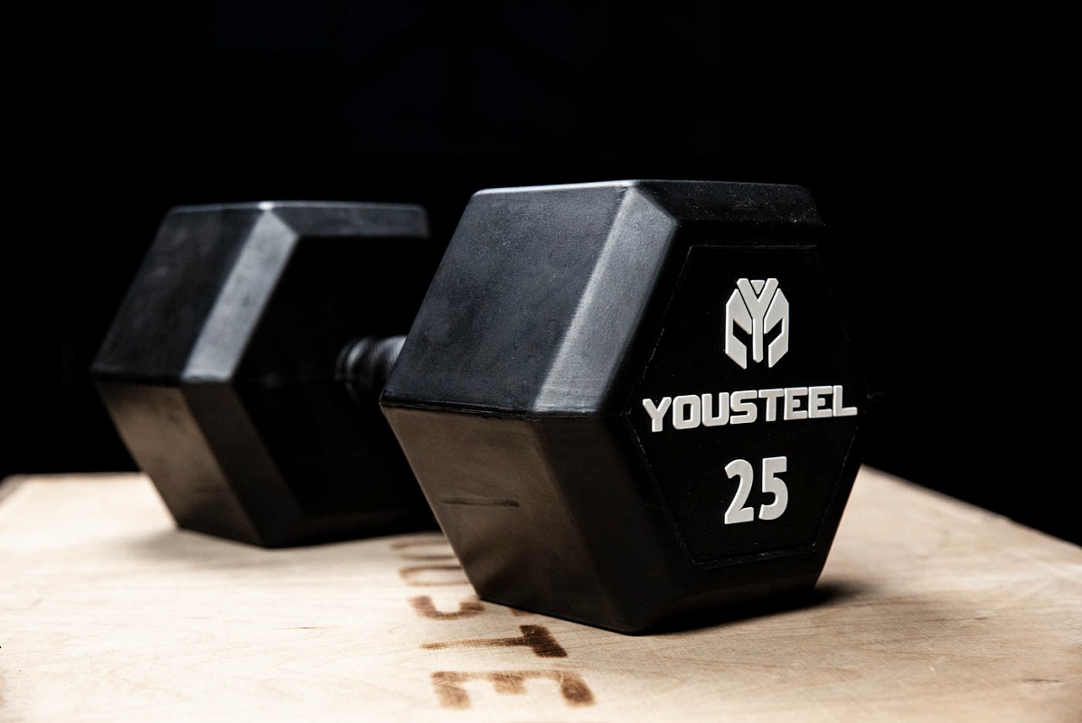 Гантель обрезиненная YouSteel HEX DB 35 кг