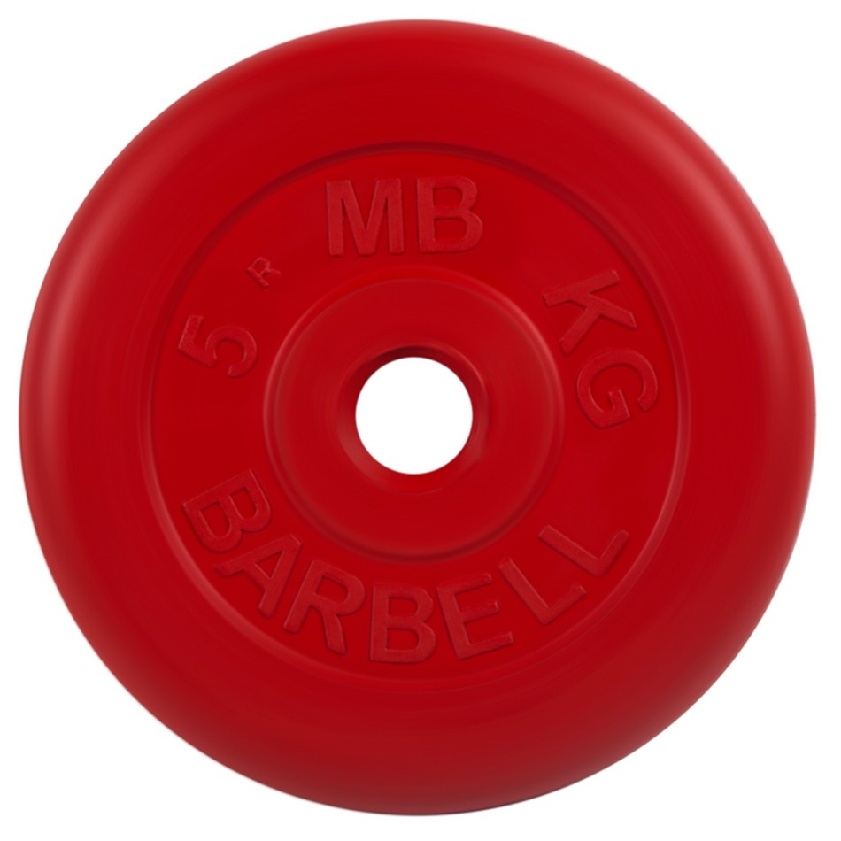 Купить Диск обрезиненный d26мм MB Barbell MB-PltC26-5 5 кг красный, MB Barbell