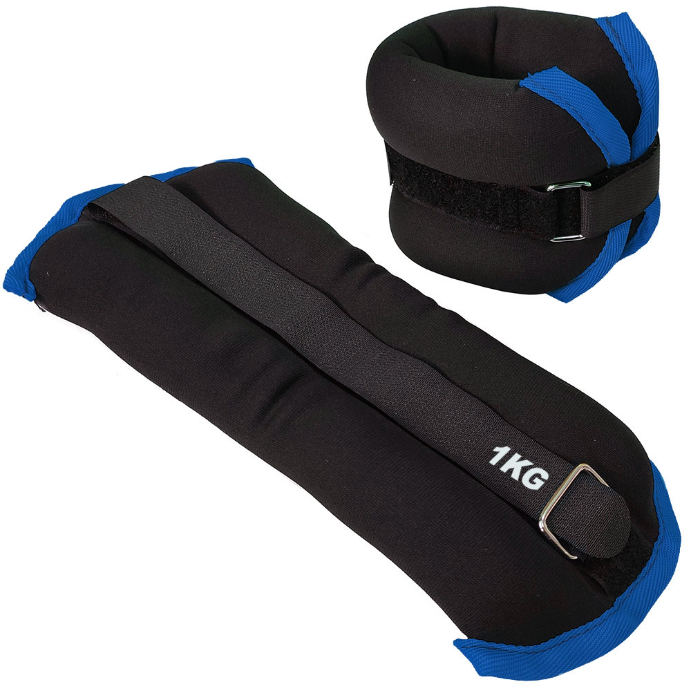 Купить Утяжелители (2х1,0кг) Sportex ALT Sport нейлон, в сумке HKAW101-A черный с синей окантовкой,