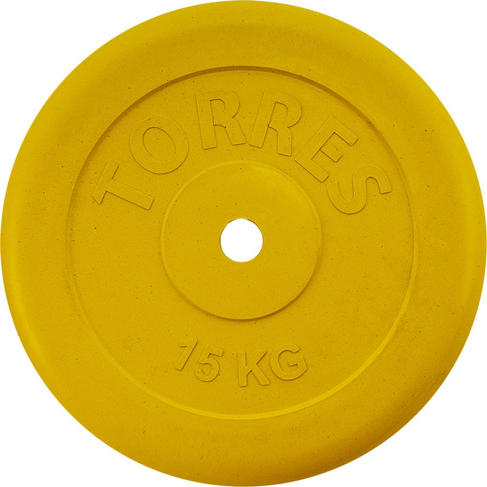 фото Диск обрезиненный torres 15 кг d.25мм pl504215, желтый