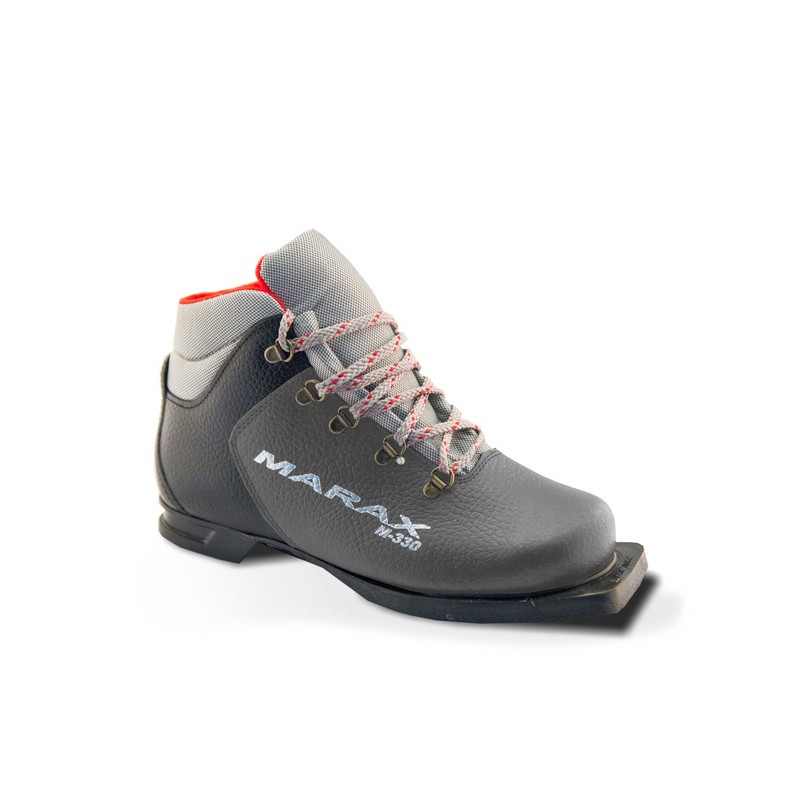 фото Лыжные ботинки nn75 marax m-330 кожа черный - графит