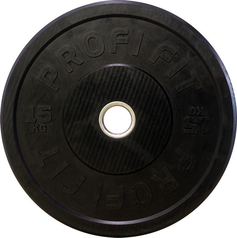 Диск для штанги Profi-Fit каучуковый, черный, d51 15кг 797_800