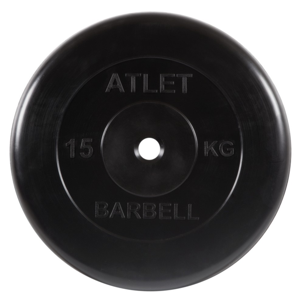 фото Диск обрезиненный d31мм mb barbell atlet 15кг черный mb-atletb31-15