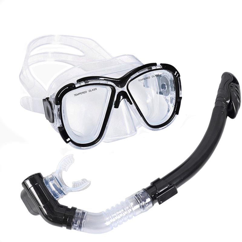 фото Набор для плавания взрослый sportex маска+трубка (силикон) e39238 черный
