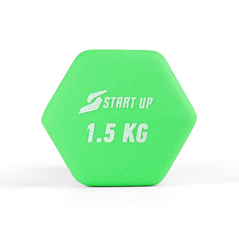 Гантель неопреновая 1,5кг Start Up HD1201 зеленый 800_800