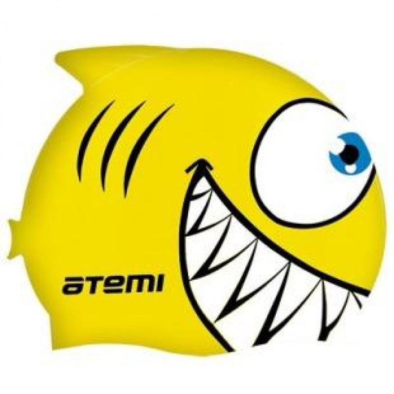 Шапочка для плавания Atemi FC201 силикон, рыбка желтый