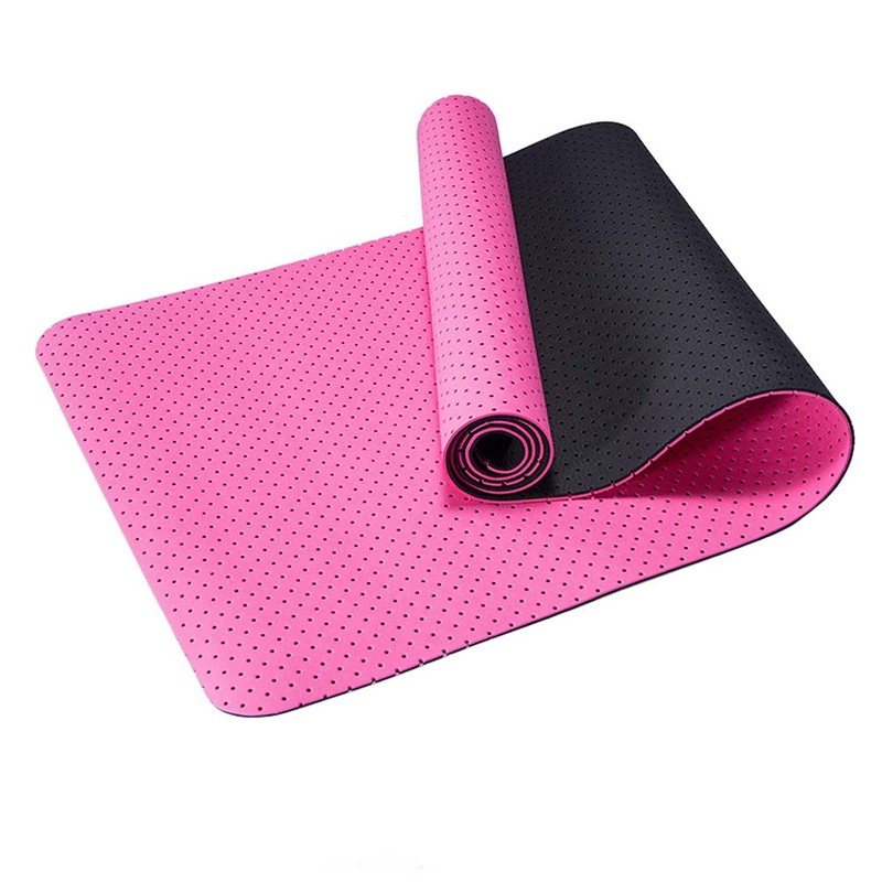 Купить Коврик для йоги Sportex 2-х слойный ТПЕ 183х61х0,6 см TPE-2T-4 розовыйчерный,