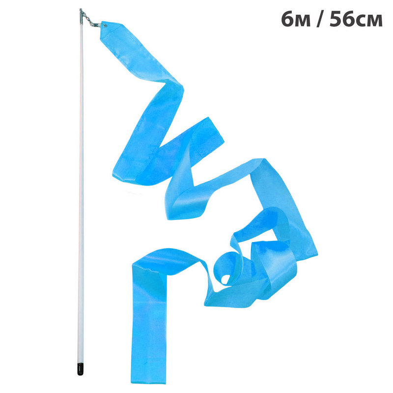Лента гимнастическая Sportex B25984-2 6м, с палочкой 56см, голубой