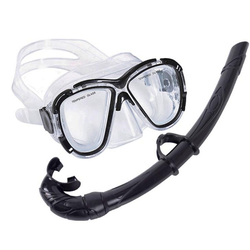 фото Набор для плавания взрослый sportex маска+трубка (пвх) e39229 черный