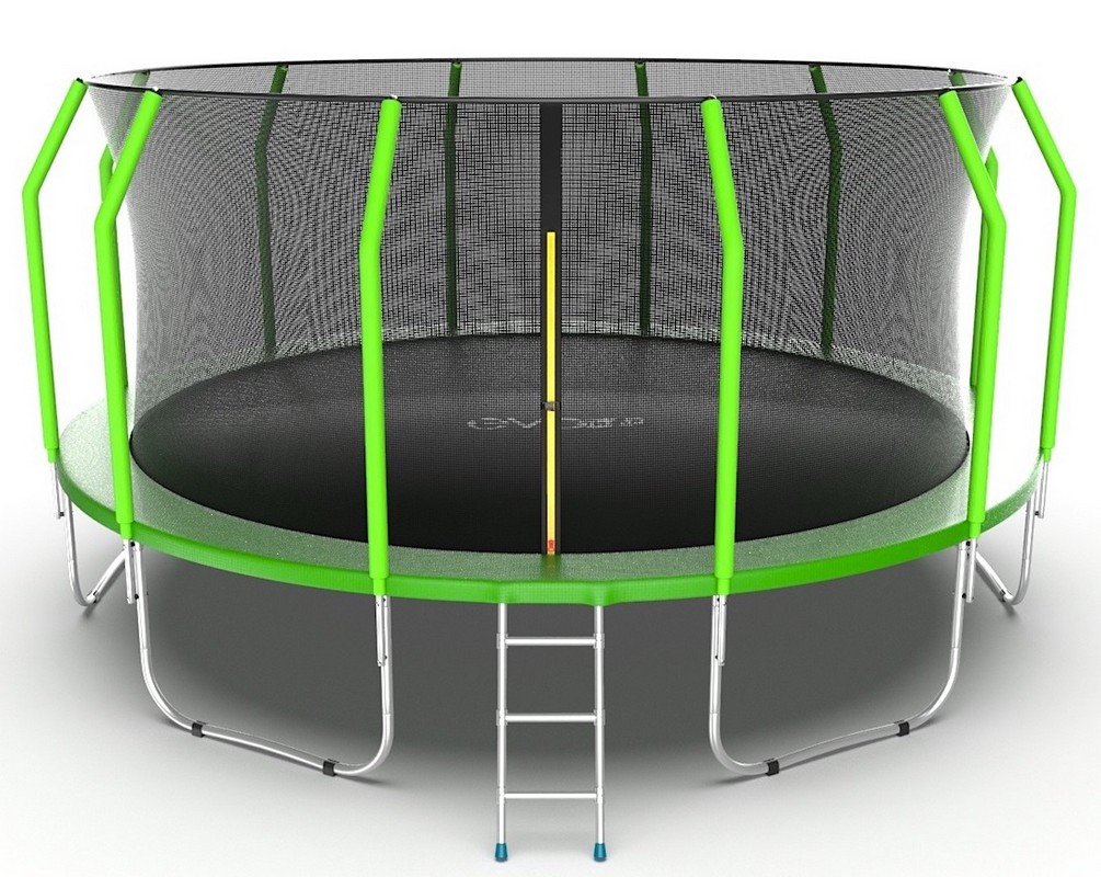 фото Батут с внутренней сеткой и лестницей evo jump cosmo 16ft зеленый