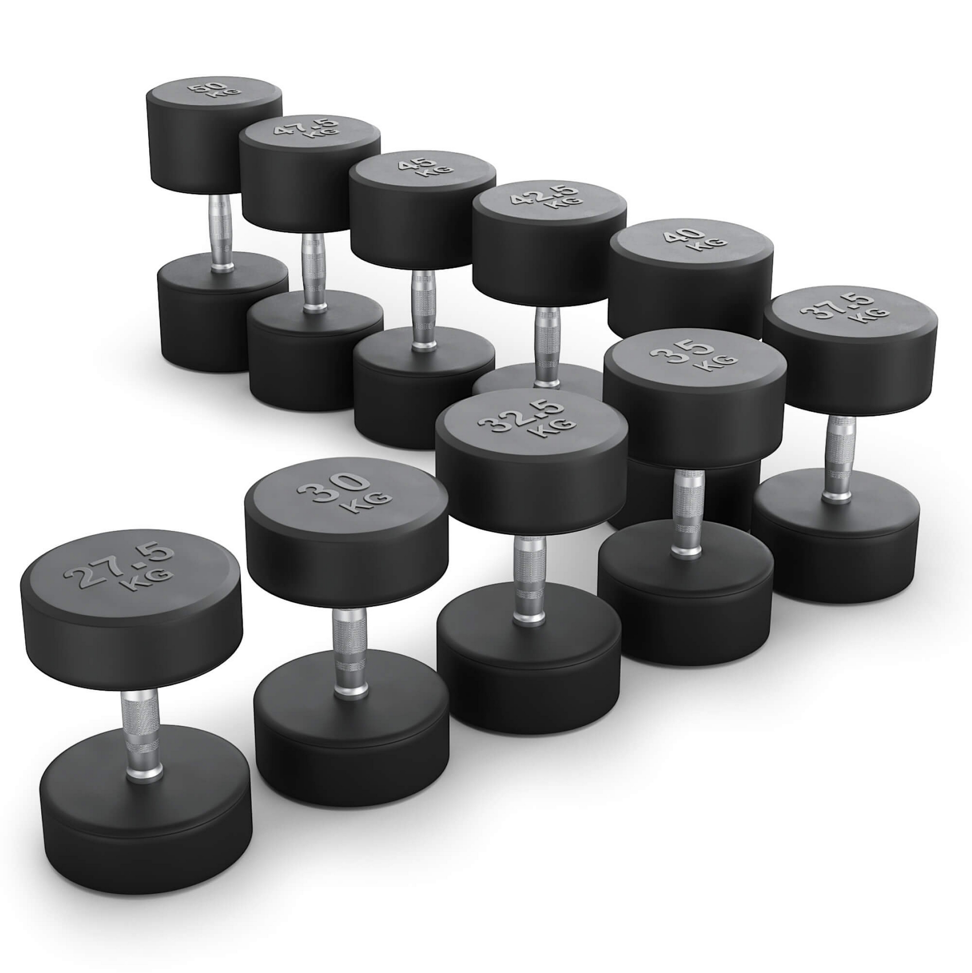 

Ряд гантелей круглых, обрезиненные от 2,5 до 50 кг UnixFit DBRND2_5/50PBK