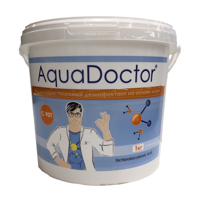 Хлор AquaDoctor 1 кг ведро, табл.200гр, медленнорастворимый AQ15971 700_700