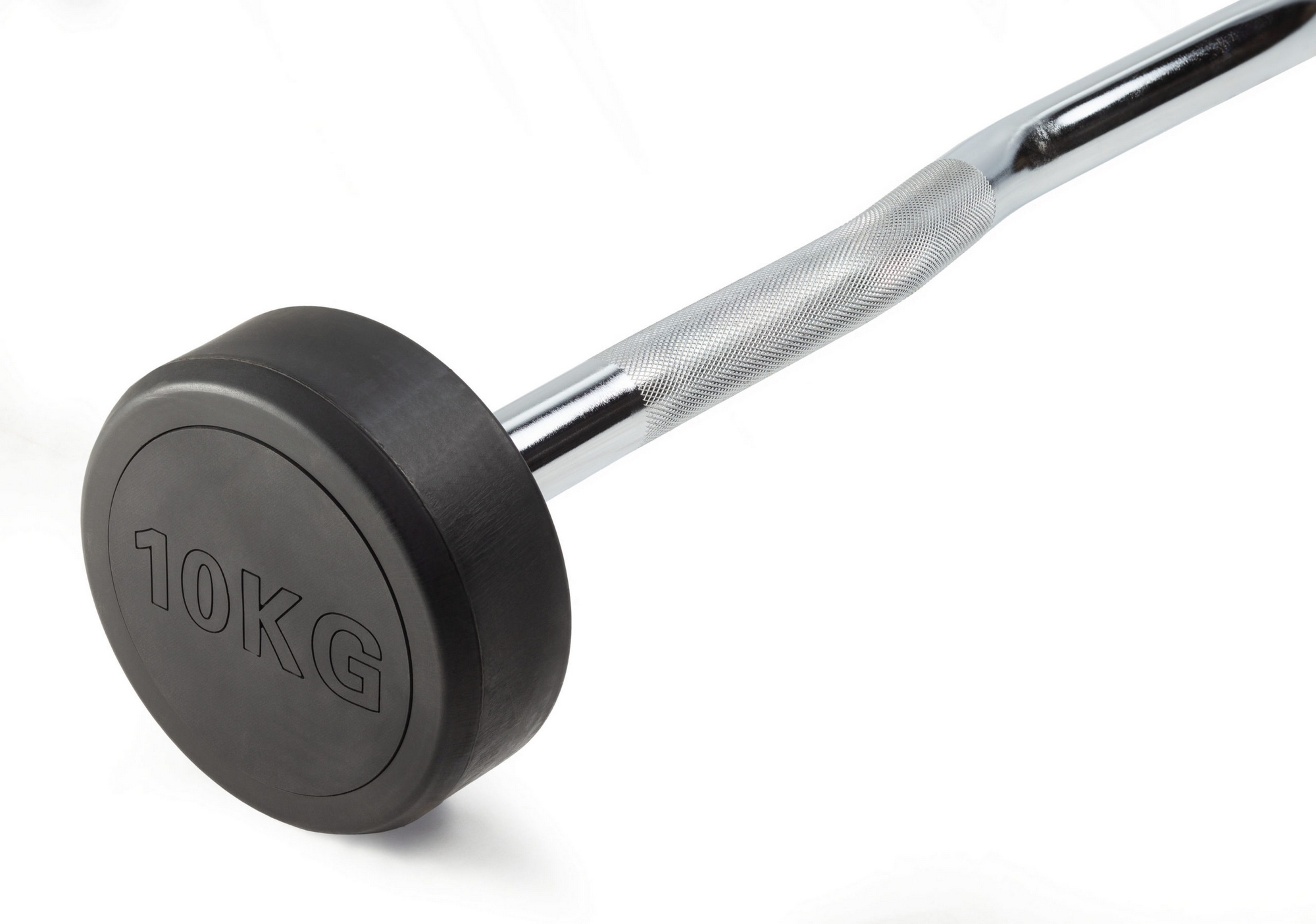 Штанга неразборная обрезиненная 10 кг. Изогнутый гриф VictoryFit VF-DX5100 2000_1405