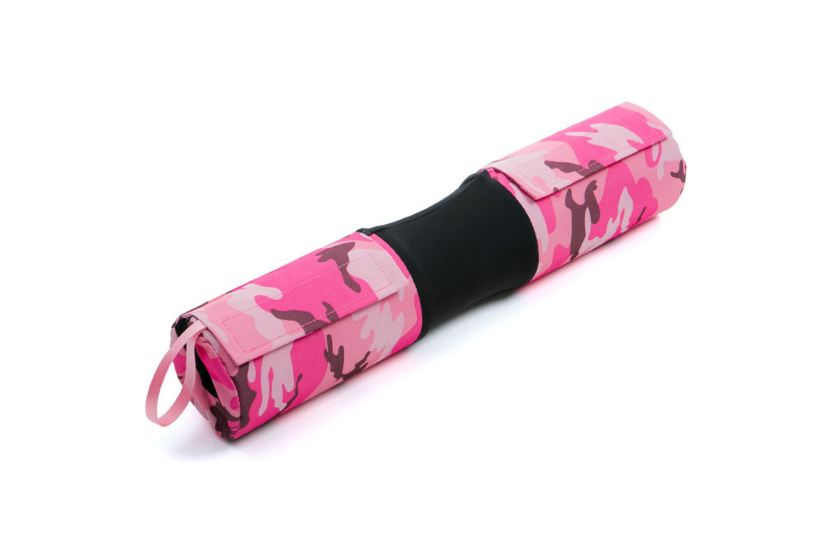 Накладка на штангу анатомическая с чехлами 10х43 см Sportex E45489 розовый камуфляж