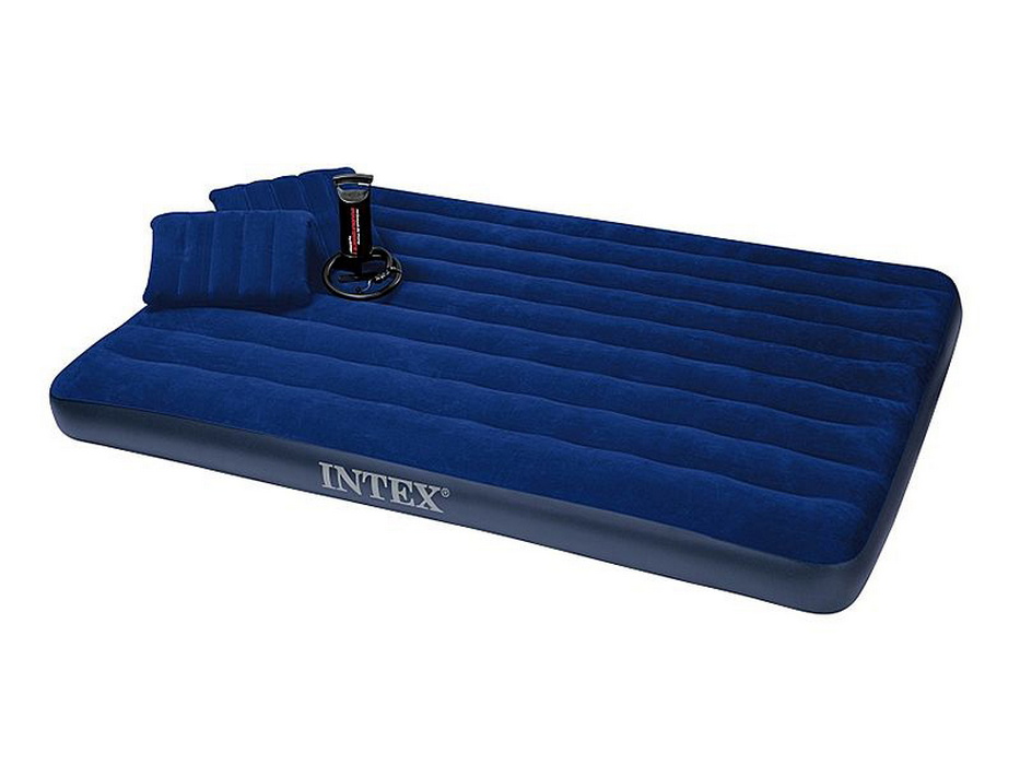 Купить Надувной матрас Intex Classic Downy Bed, 152х203х22см с подушками и насосом 68765,