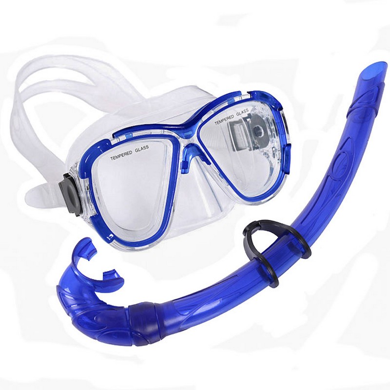 фото Набор для плавания взрослый sportex маска+трубка (пвх) e39230 синий