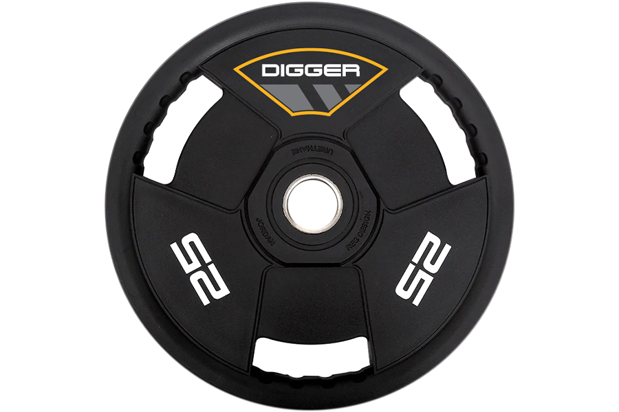

Диск олимпийский полиуретановый 3-х хватовый 25кг Hasttings Digger HD51C3A-25