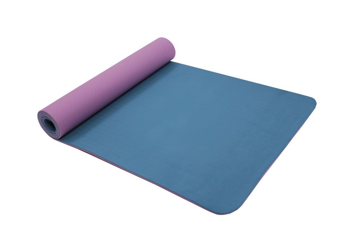 Коврик для йоги и фитнеса 183x61x0,6см Bradex TPE двухслойный SF 0402 фиолетовый,голубой,  - купить со скидкой