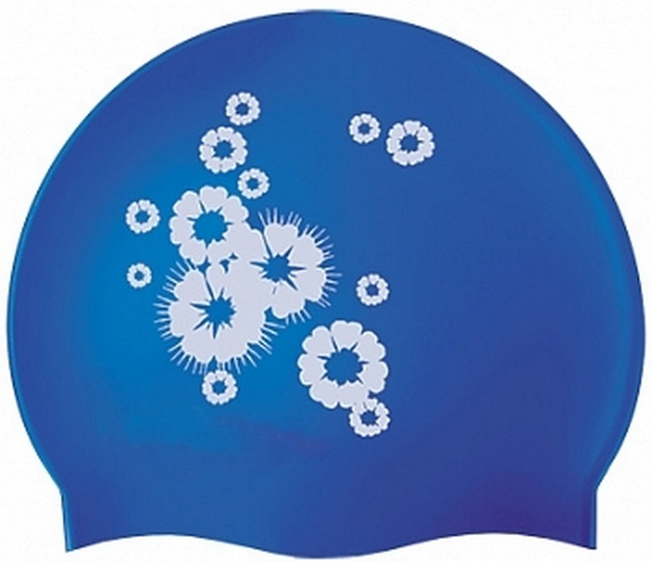 Купить Шапочка для плавания Atemi синяя (цветы), PSC402,