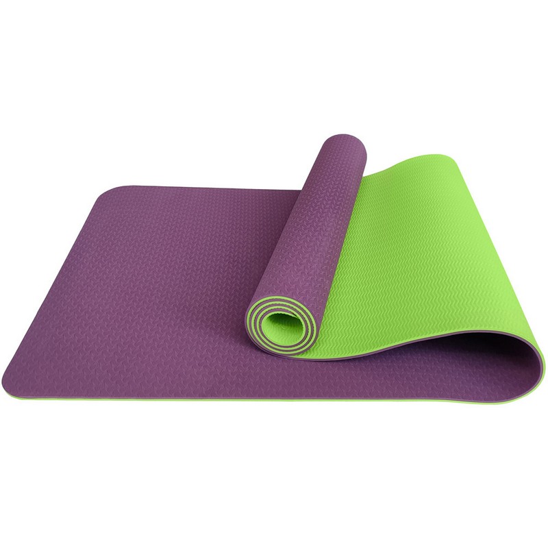 Купить Коврик для йоги 183x61x0,6 см Sportex ТПЕ E33588 фиолетовосалатовый,
