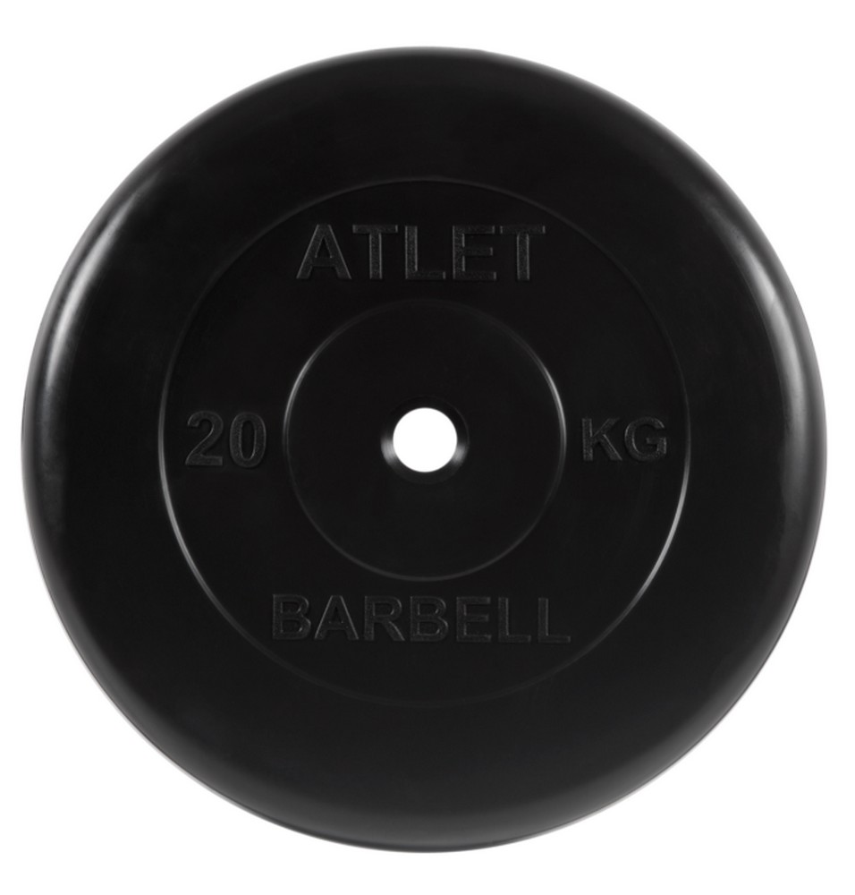 Диск обрезиненный d31мм MB Barbell Atlet 20кг черный MB-AtletB31-20 - фото 1