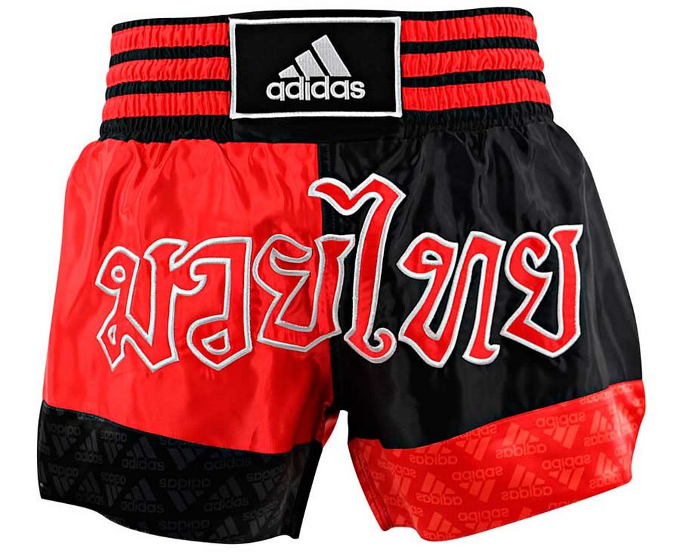 Шорты для тайского бокса Adidas Thai Boxing Short Micro Diamond красно-черные adiSTH02