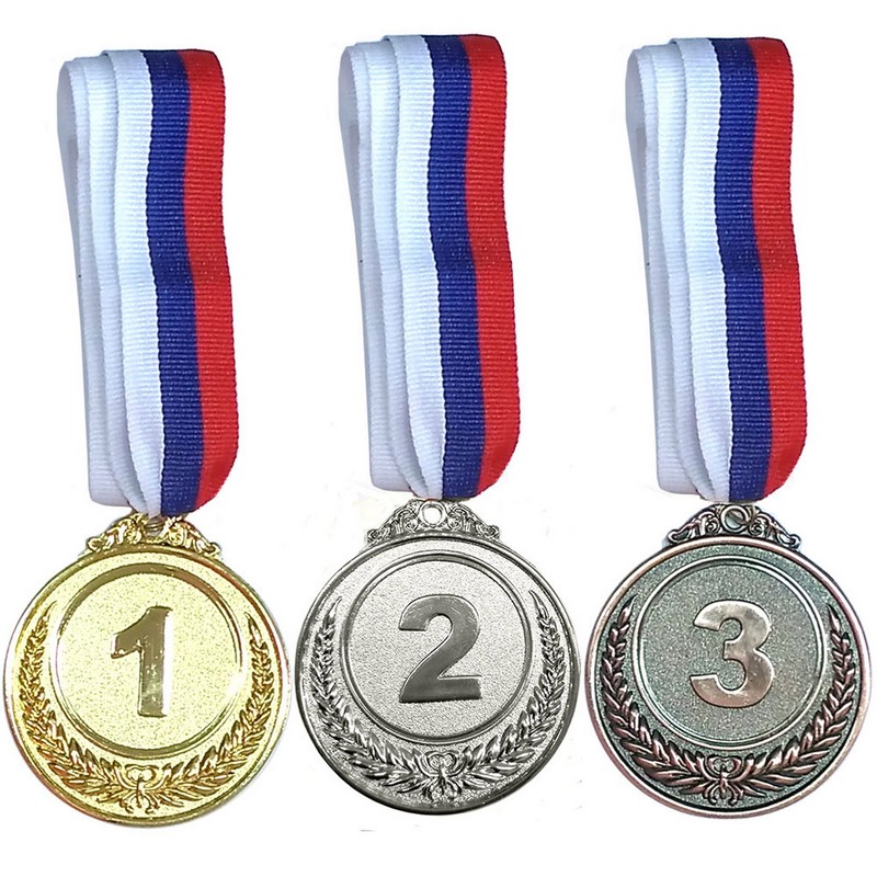 Купить Медаль Sportex 1 место (d6,5 см, лента триколор в комплекте) F18523,