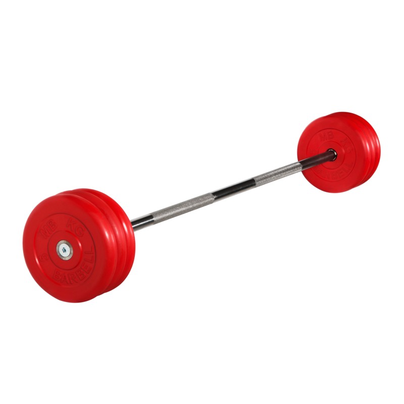 фото Штанга неразборная mb barbell с цветными дисками, 25 мм, 35 кг mb-barmw-c35
