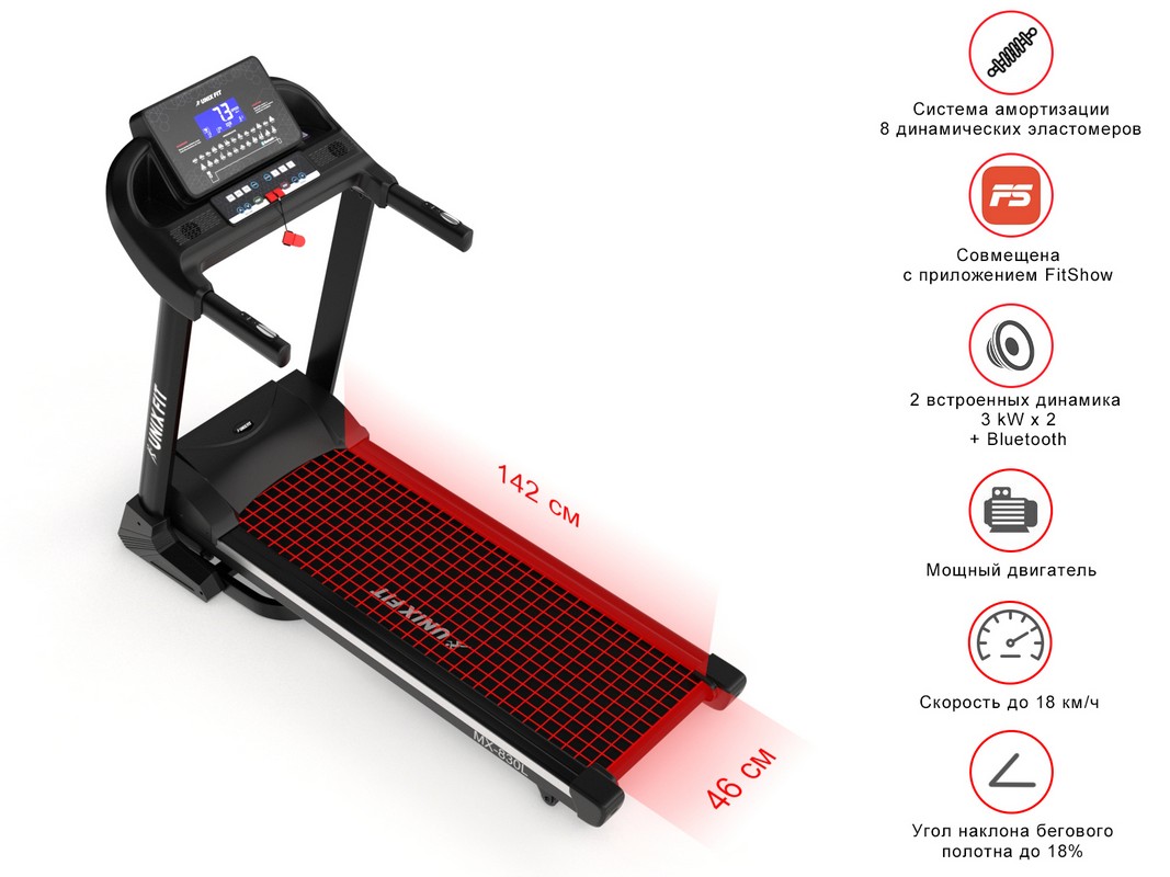 Беговая дорожка UnixFit MX-830L 1067_800