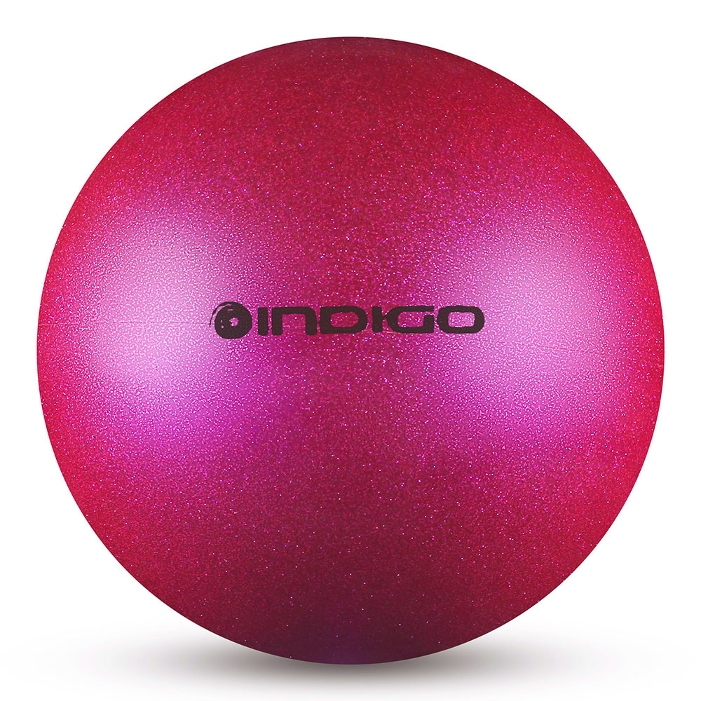фото Мяч для художественной гимнастики indigo in118-pi, диам. 19 см, пвх, розовый металлик с блестками
