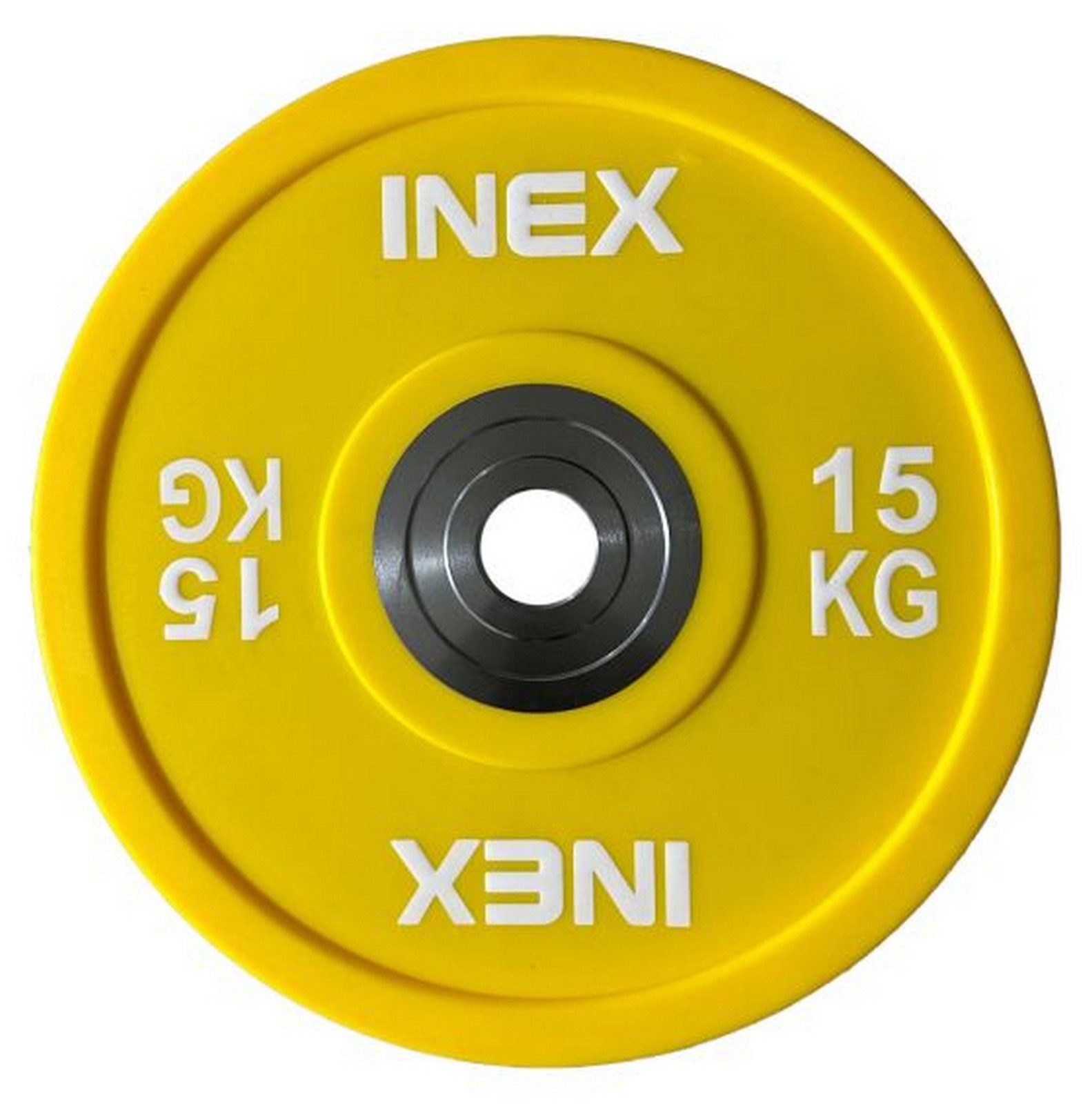 Олимпийский диск в уретане 15кг Inex PU Bumper Plate TF-P2100-15 желтый\белый 1583_1600