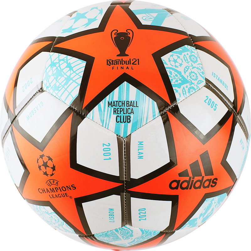 фото Мяч футбольный adidas finale 20 club gk3469 р.5 оранжево-черно-бело-голубой