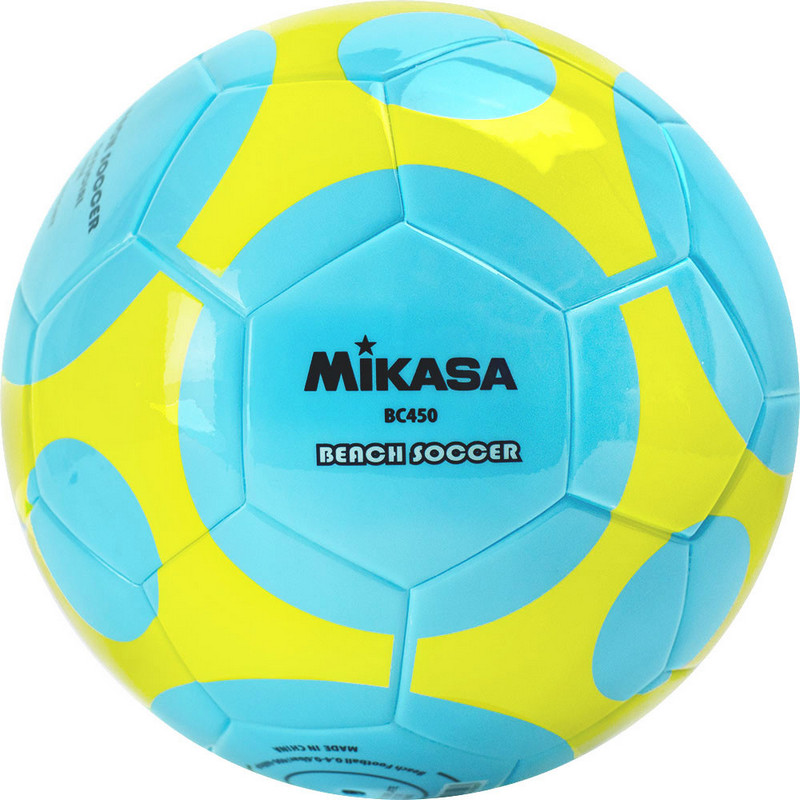 Мяч для пляжного футбола Mikasa BC450, р.5, голубо-желтый 800_800