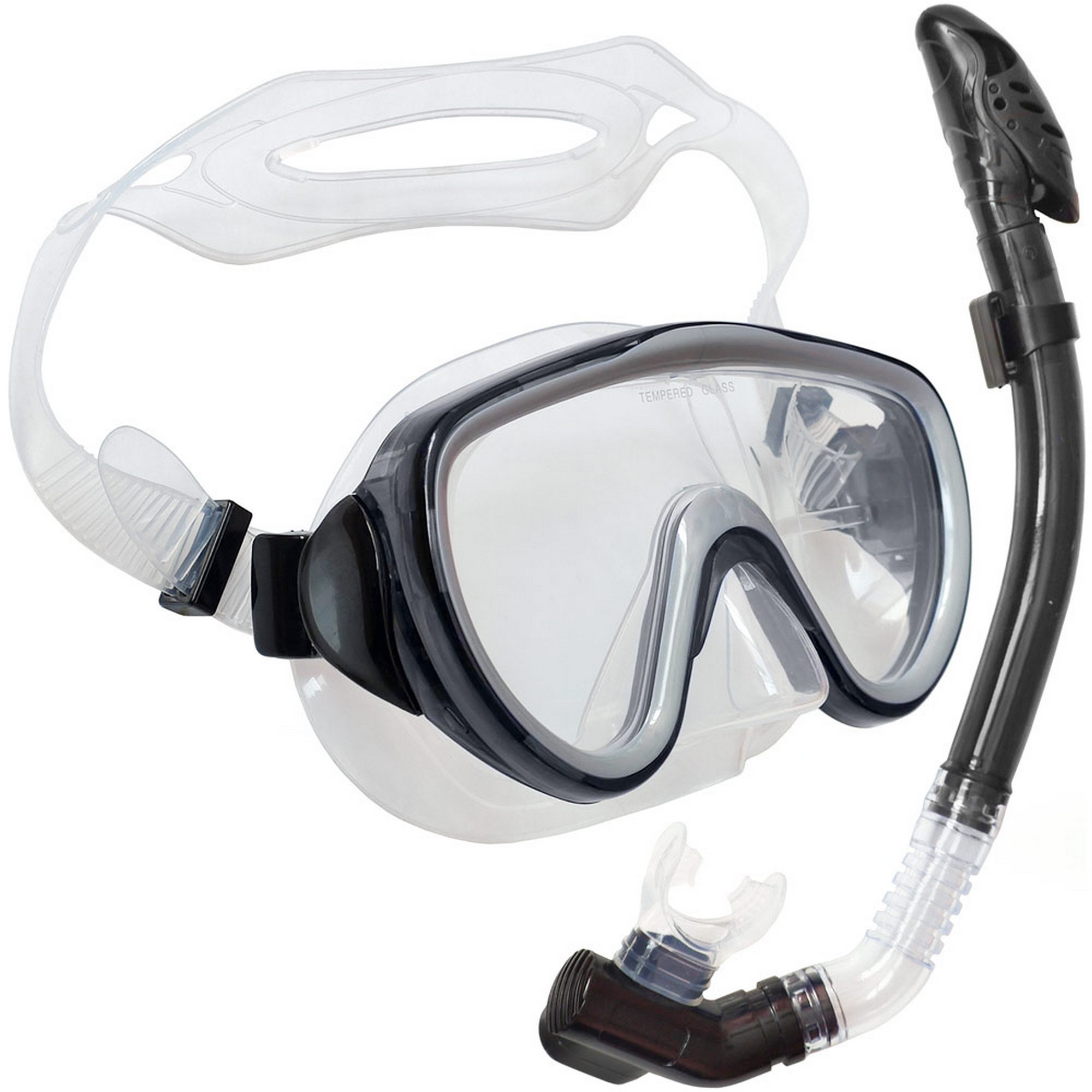 фото Набор для плавания взрослый sportex маска+трубка (силикон) e39240 черный