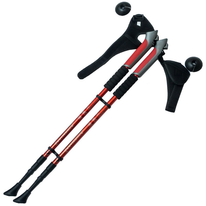 Палки для скандинавской ходьбы телескопическая, 3-х секционная F18448 красный - фото 1